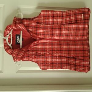 Lands'end Plaid Red Multicolor Down Puffer Vest Size S (6-8)